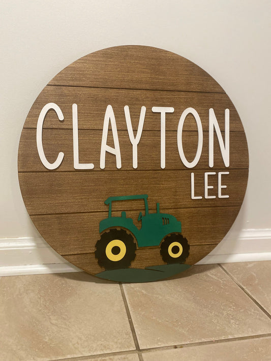 22" Round Nursery Sign with Add Ons